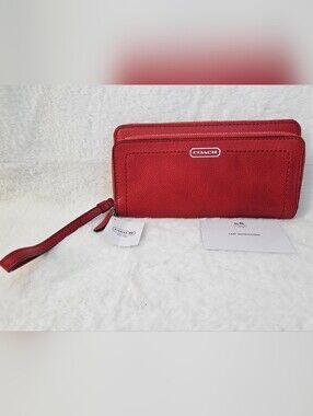 NWT Coach Zip Around Wallet Wristlet In Vermillion